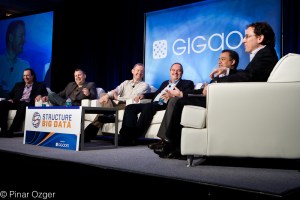 Cloudera's Amr Awadallah, Pervasive Software's Mike Hoskins, 10gen's Dwight Merriman, Yahoo's Todd Papaioannou, and DataStax Ben Werther