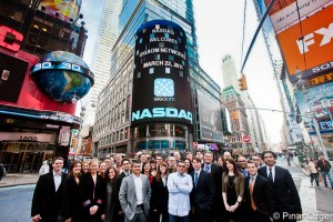The GigaOM staff in front of Nasdaq, March 22, 2011, by Pinar Ozger