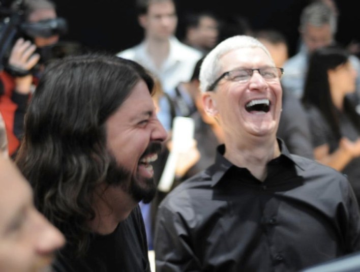 Tim Cook with Foo Fighters' Dave Grohl at Apple's iPhone 5 launch event